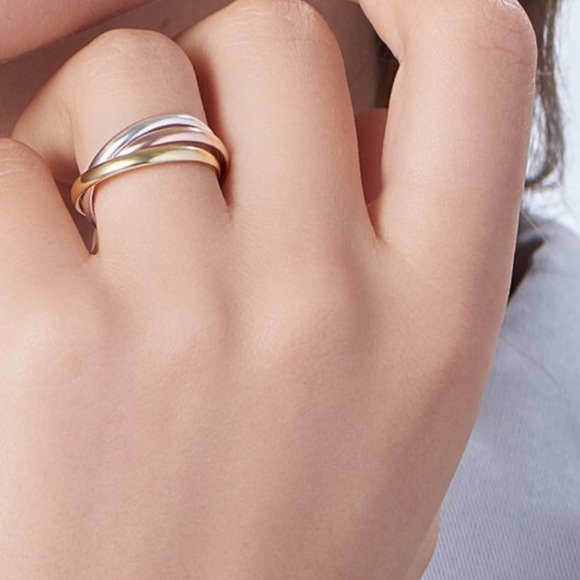 Anniversary Band 18K Tri-Color Gold Rolling Ring - Picture 2 of 7